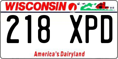 WI license plate 218XPD