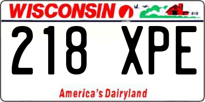 WI license plate 218XPE