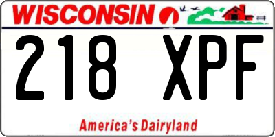 WI license plate 218XPF