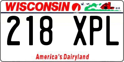 WI license plate 218XPL