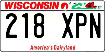 WI license plate 218XPN