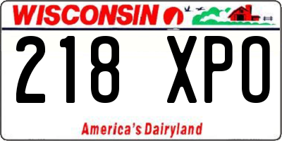 WI license plate 218XPO