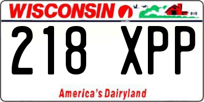 WI license plate 218XPP
