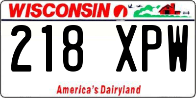 WI license plate 218XPW