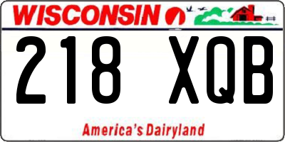 WI license plate 218XQB