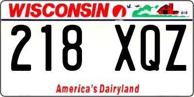 WI license plate 218XQZ