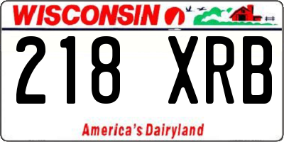 WI license plate 218XRB