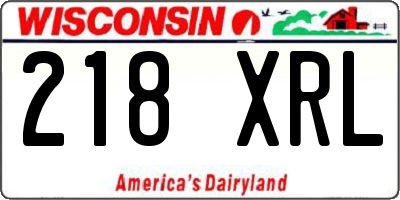 WI license plate 218XRL