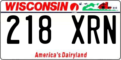 WI license plate 218XRN