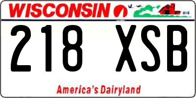 WI license plate 218XSB