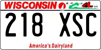 WI license plate 218XSC