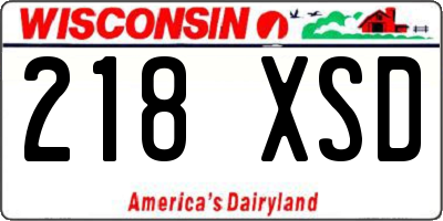 WI license plate 218XSD