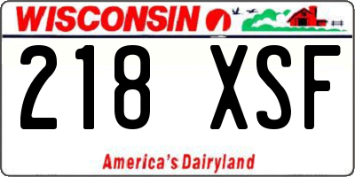 WI license plate 218XSF