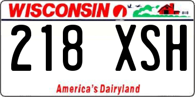 WI license plate 218XSH