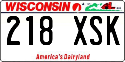WI license plate 218XSK