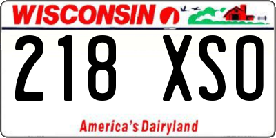 WI license plate 218XSO