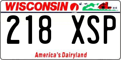 WI license plate 218XSP
