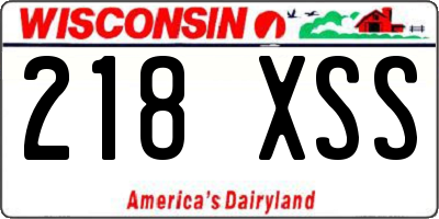 WI license plate 218XSS