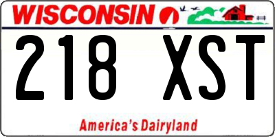 WI license plate 218XST