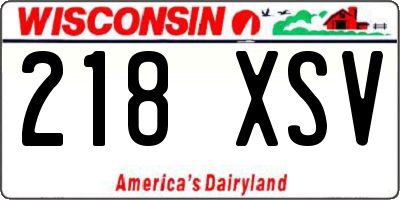 WI license plate 218XSV