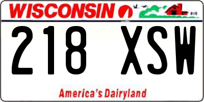 WI license plate 218XSW