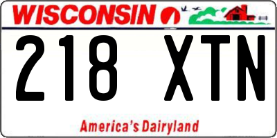 WI license plate 218XTN
