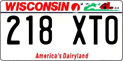 WI license plate 218XTO