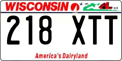WI license plate 218XTT
