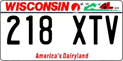 WI license plate 218XTV