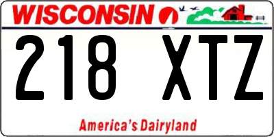 WI license plate 218XTZ