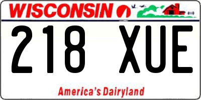 WI license plate 218XUE