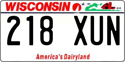 WI license plate 218XUN