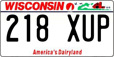 WI license plate 218XUP
