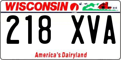 WI license plate 218XVA
