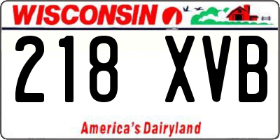 WI license plate 218XVB