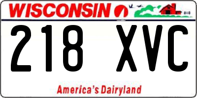 WI license plate 218XVC