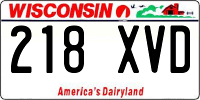 WI license plate 218XVD