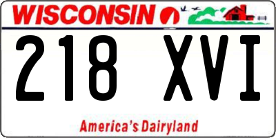 WI license plate 218XVI