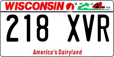 WI license plate 218XVR