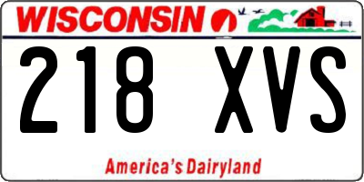 WI license plate 218XVS