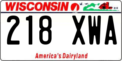 WI license plate 218XWA