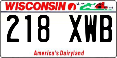 WI license plate 218XWB