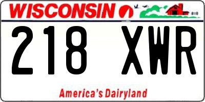 WI license plate 218XWR