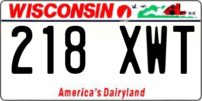 WI license plate 218XWT