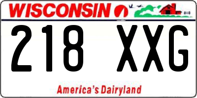 WI license plate 218XXG