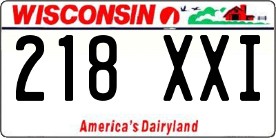 WI license plate 218XXI