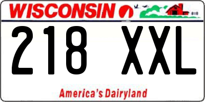 WI license plate 218XXL