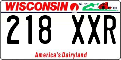 WI license plate 218XXR