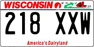 WI license plate 218XXW