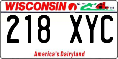 WI license plate 218XYC